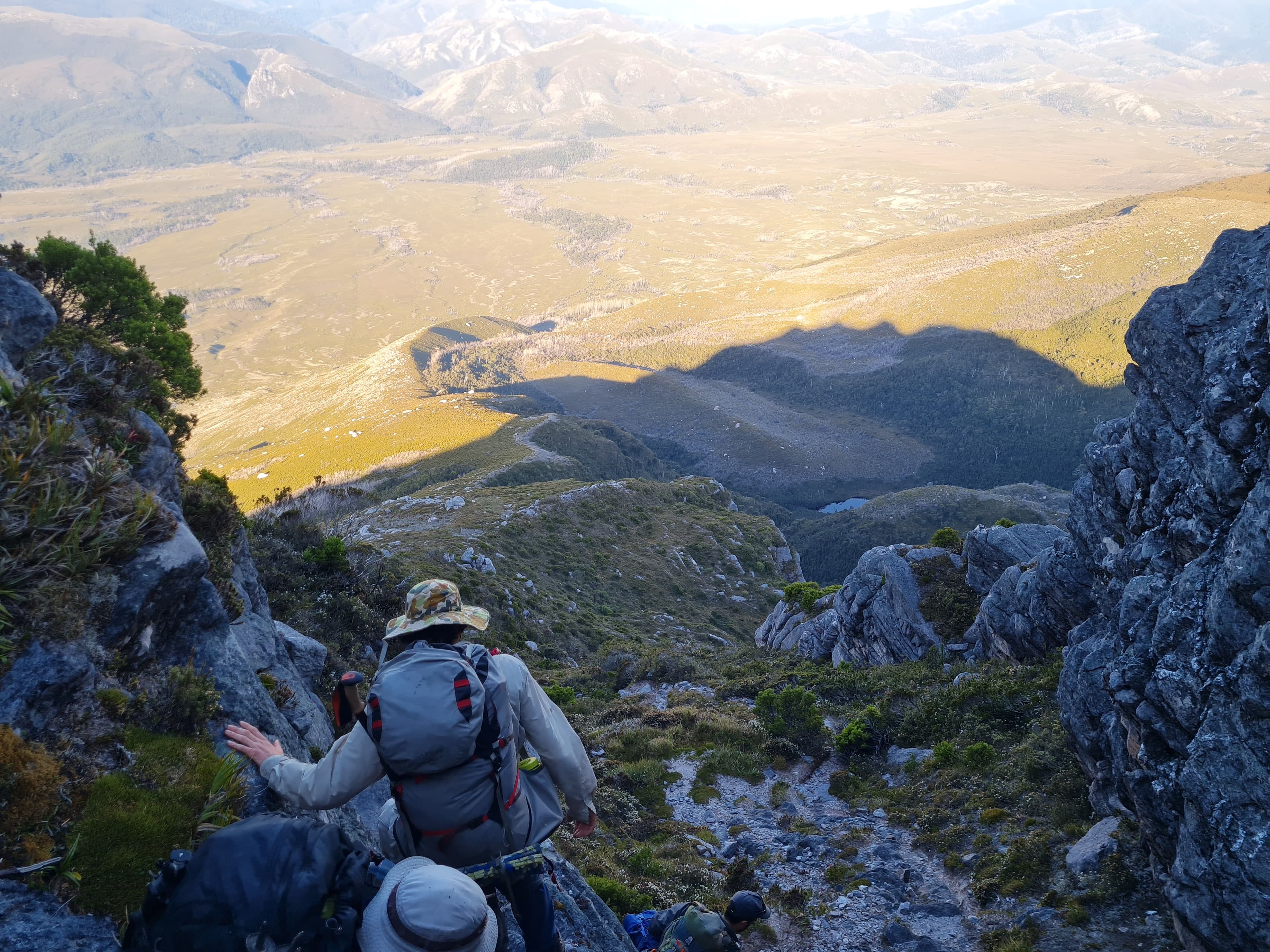 Descending the range from Mount Scorpio. Kappa Moraine trail just visible as it descends over 1km in elevation. 